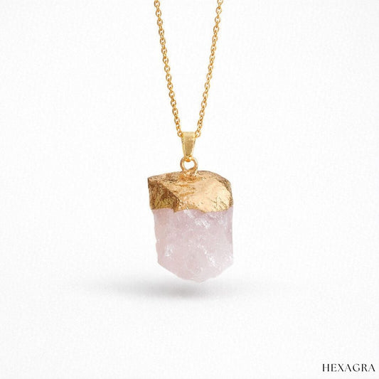 Aurora Raw Rose Quartz Pendant