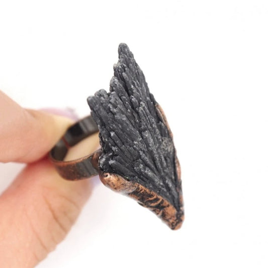 Thalrix Black Tourmaline Raw Crystal Ring