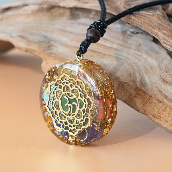 Omnara 7 Chakra Lotus Orgonite Crystal Necklace