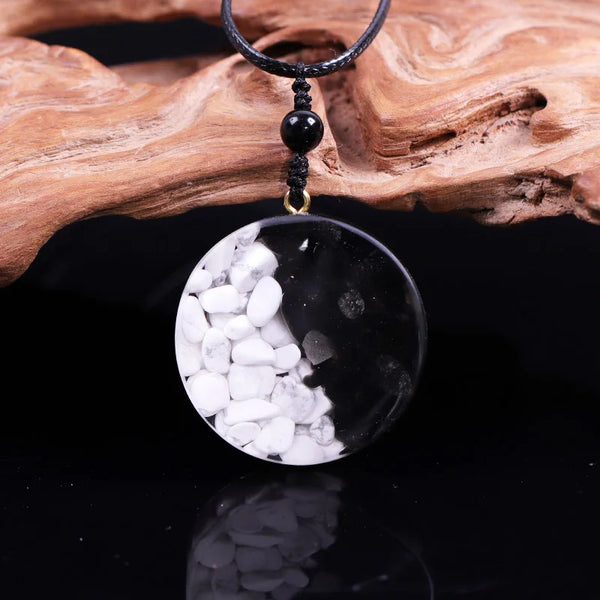 Equaris Obsidian Howlite Orgonite Crystal Necklace