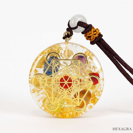 Chakra Shield Crystal Necklace by Metatron’s Cube
