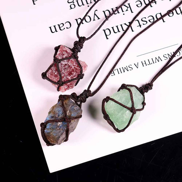 Veloria Raw Crystal Net Necklace