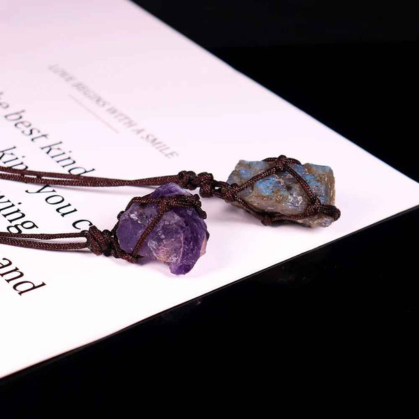 Veloria Raw Crystal Net Necklace