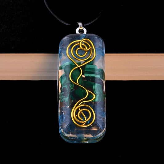 Malachite Serpent Orgonite Crystal Necklace