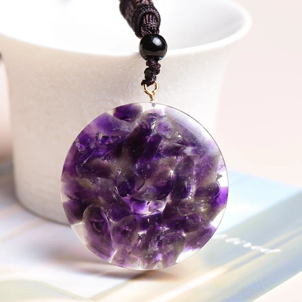 Omkara Amethyst Orgonite Crystal Necklace