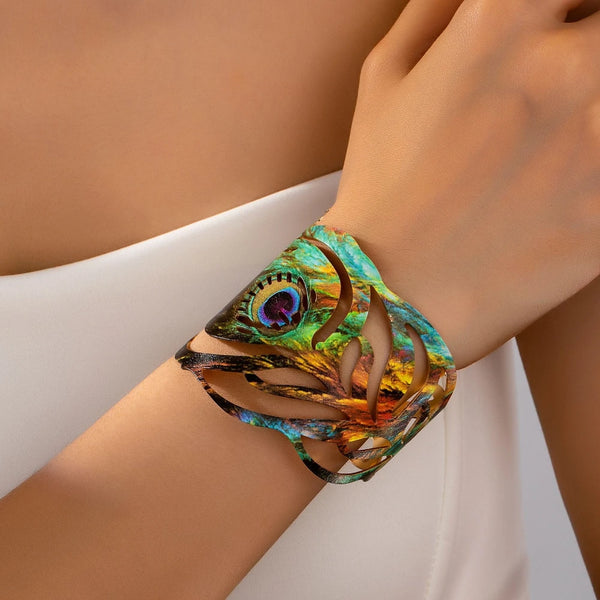 Elareth Peacock Cuff Bracelet