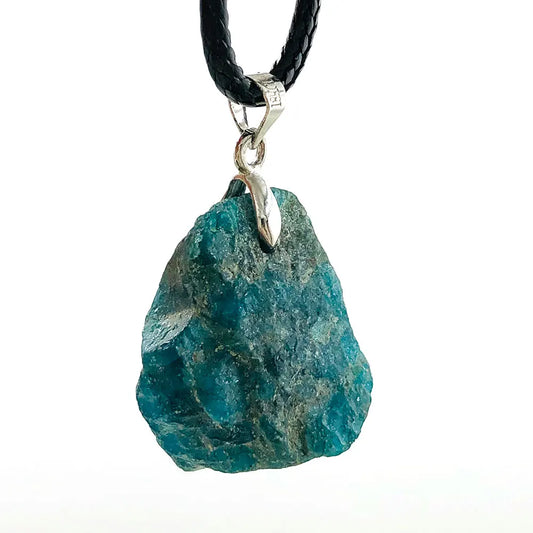 Tavaria Blue Apatite Raw Crystal Necklace