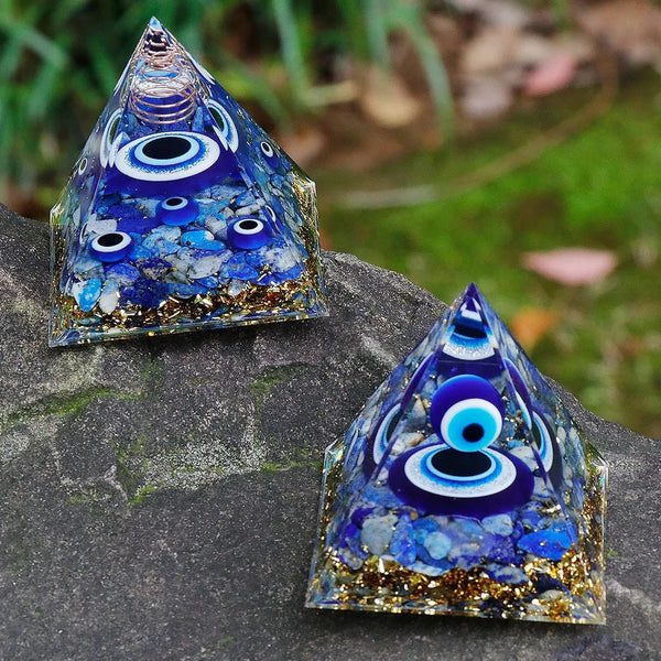 Aegis Evil Eye Lapis Orgonite Pyramid