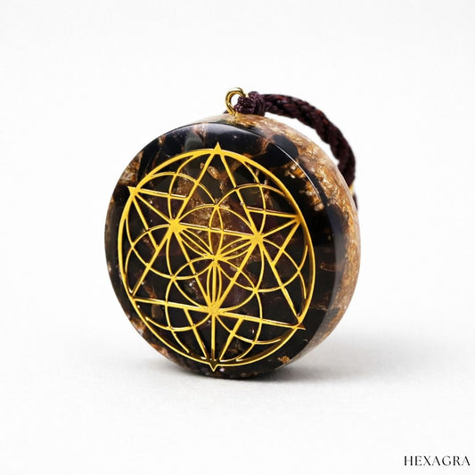 Aumaris Obsidian Amethyst Orgonite Crystal Necklace - hexagra