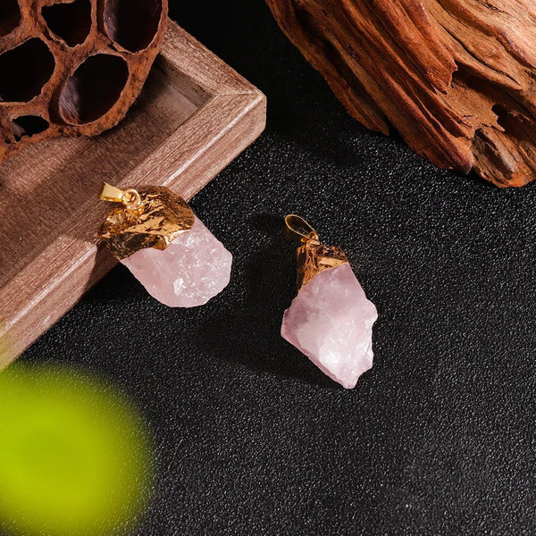 Aurora Raw Rose Quartz Pendant