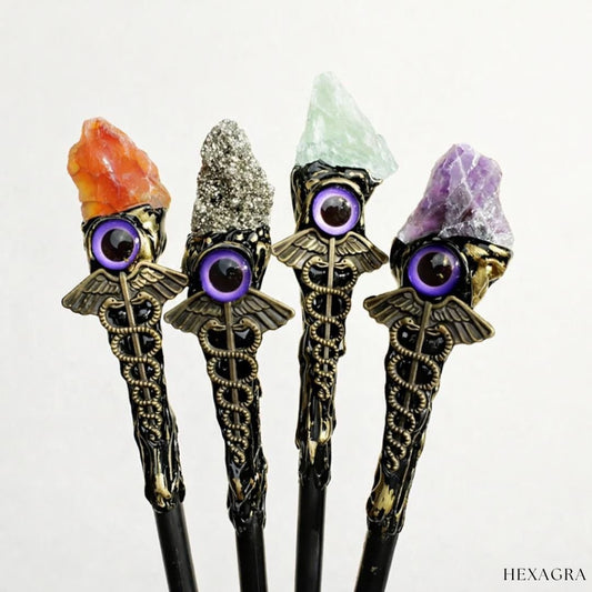 Caduce Vespera Crystal Wand / Scepter - hexagra