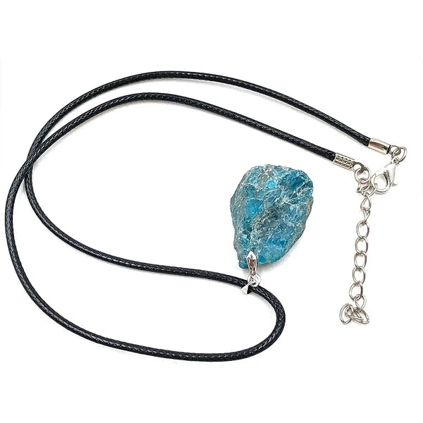 Tavaria Blue Apatite Raw Crystal Necklace