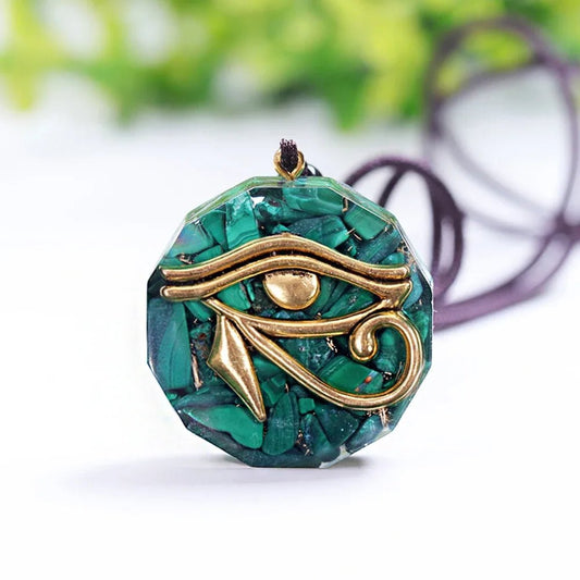 Eye of Horus Orgonite Crystal Necklace - hexagra