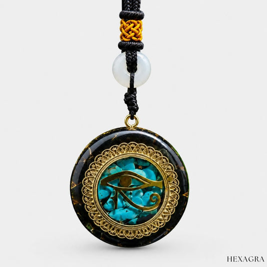 Eye of Horus Turquoise Orgonite Crystal Necklace - hexagra
