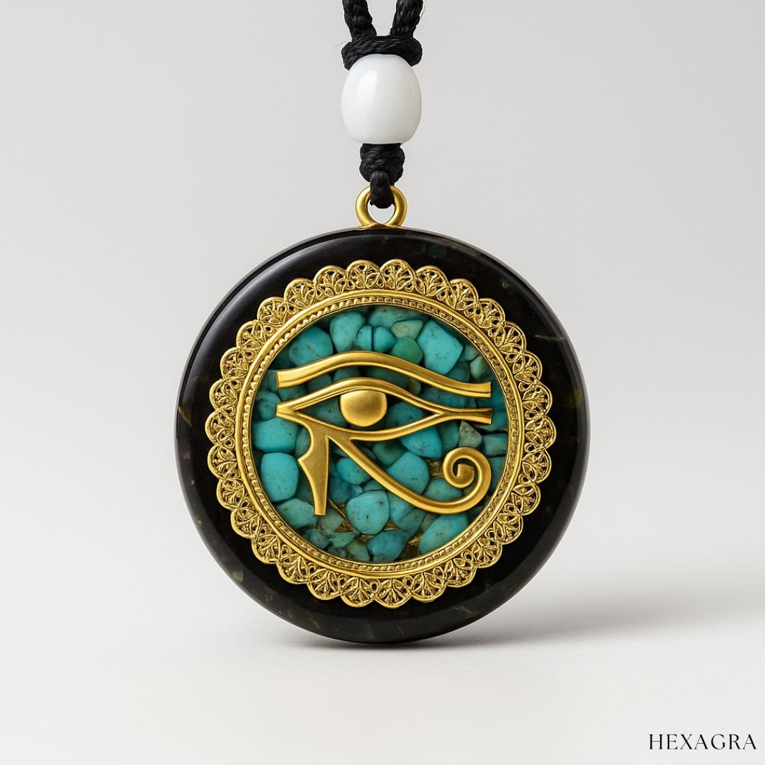 Eye of Horus Turquoise Orgonite Crystal Necklace - hexagra