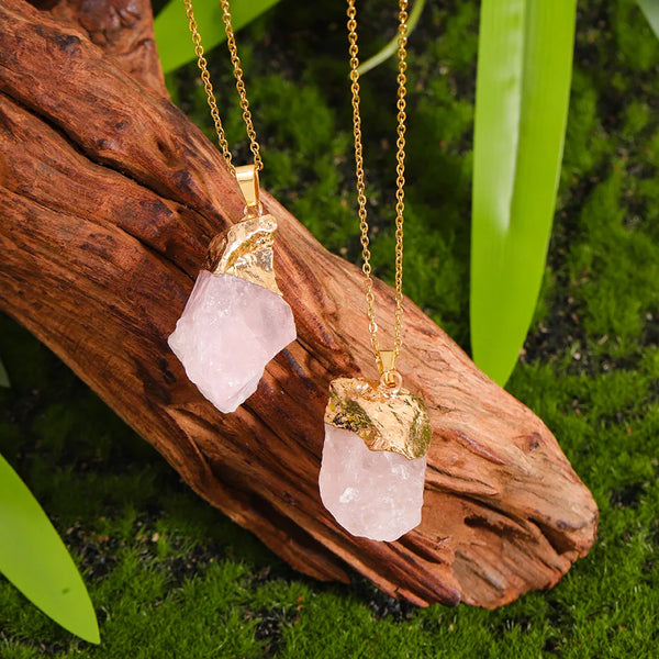 Aurora Raw Rose Quartz Pendant