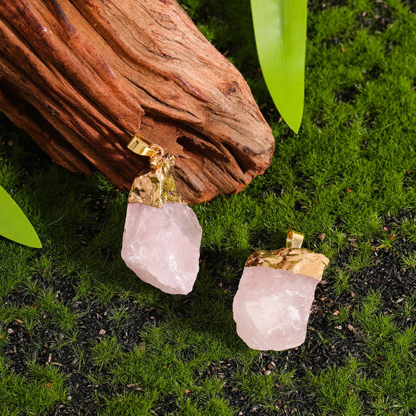 Aurora Raw Rose Quartz Pendant