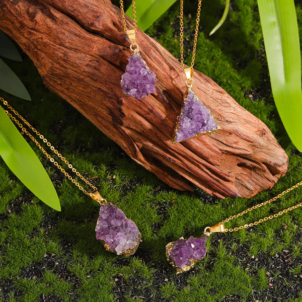 Celestara Raw Amethyst Cluster Pendant