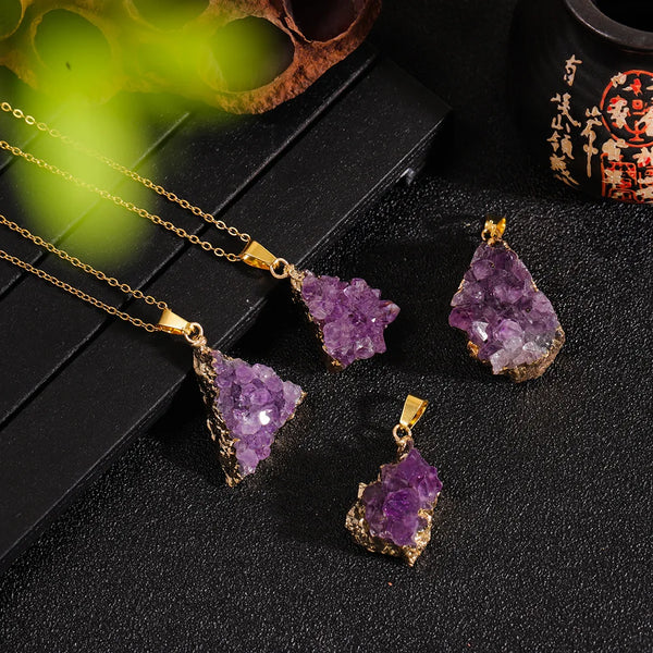 Celestara Raw Amethyst Cluster Pendant