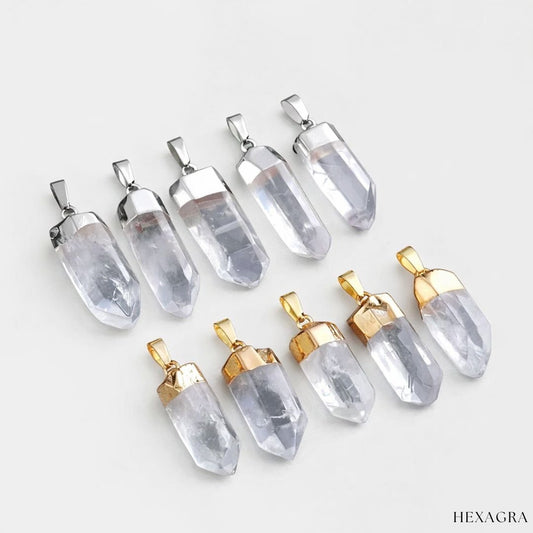 Lunaris Clear Quartz Pendant - hexagra
