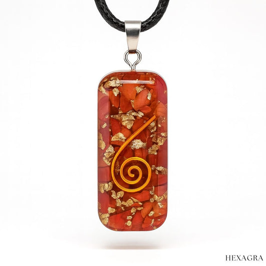 Noctara Coral Orgonite Crystal Necklace - hexagra