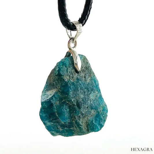 Tavaria Blue Apatite Raw Crystal Necklace - hexagra