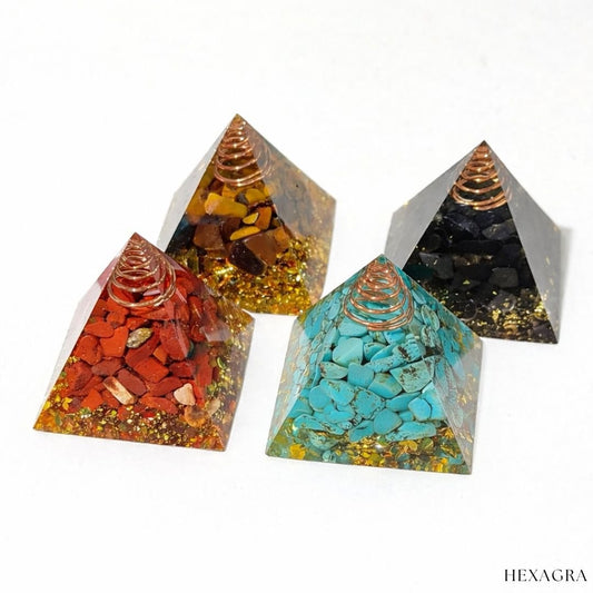 Velithrae Core Orgonite Pyramid - hexagra